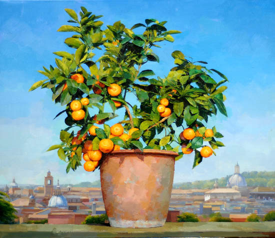 550x476 Orange Tree Rome (70cm X 60cm) Mediterranian Painting - Orange Tree Painting