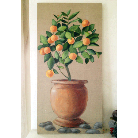 450x450 Buy Original Provence Paintings Online. Orange Tree In A Jar - Orange Tree Painting
