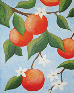 240x300 Canvas Amp Wine With Aran Pottery, Canvas Painting - Orange Tree Painting