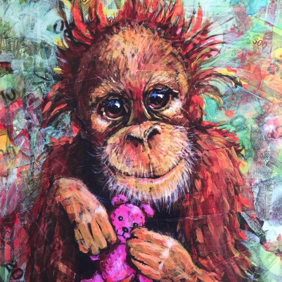 570x570 Orangutan Painting Orangutan Art Animal Art Print On Paper - Orangutan Painting