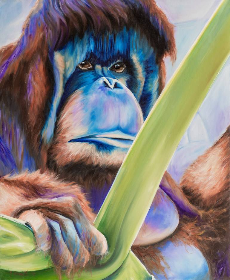 770x935 Saatchi Art The Orangutan Painting By Agnes Vangell - Orangutan Painting