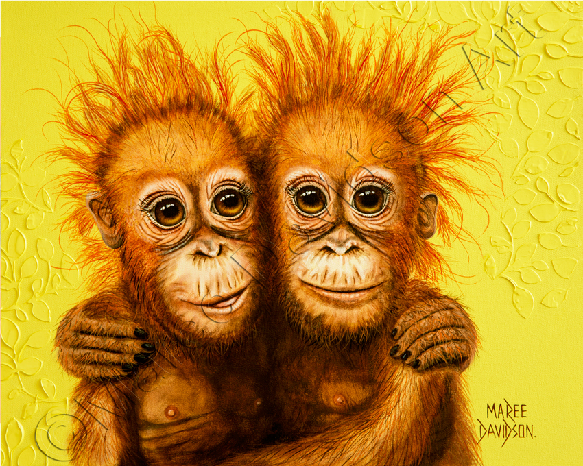 850x680 Orangutan Painting Forever Friends - Orangutan Painting