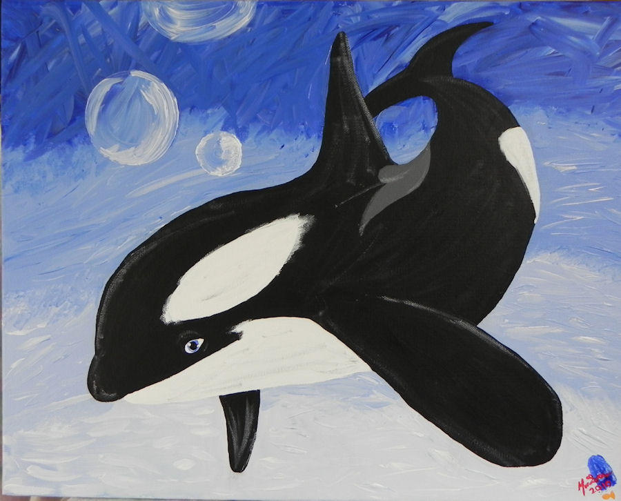 900x726 Orca Painting By Tak Is Back In Black - Orca Painting