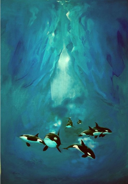 445x640 Craig Howarth Artwork Orca Pod Original Painting Oil Marine Art - Orca Painting