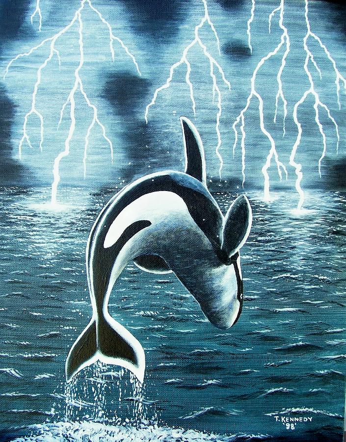 705x900 Orka Killer Whale Painting By Thomas F Kennedy - Orca Whale Painting