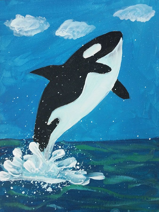 675x899 Killer Whale Painting Suitable For Kids 1 Hr Step By Step - Orca Whale Painting
