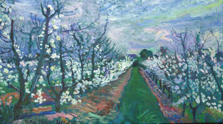 770x429 Saatchi Art Delta Cherry Orchard Painting By Ning Hou - Orchard Painting