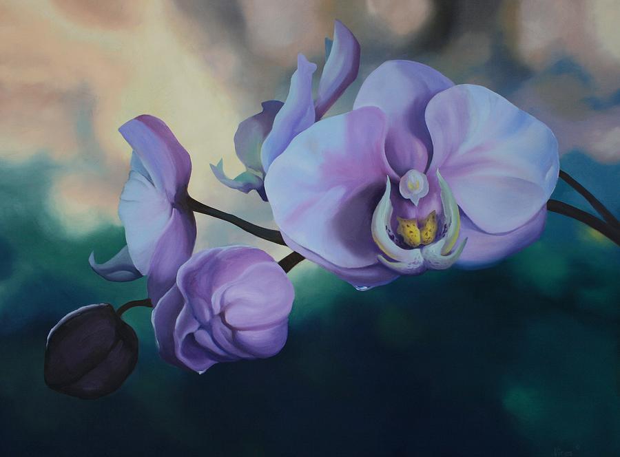 900x664 Orchid Dew Painting By Michael Vires - Orchid Canvas Painting