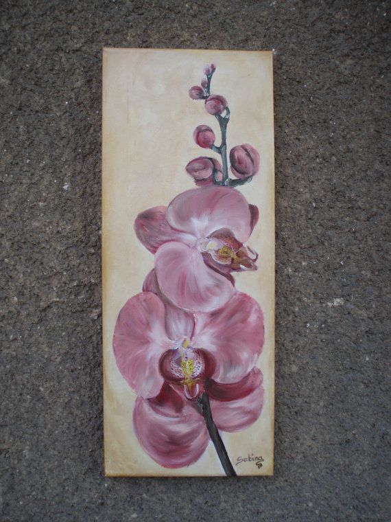 570x760 Pink Orchid Oil Painting On Canvas By Artgallerysabina On Etsy - Orchid Canvas Painting