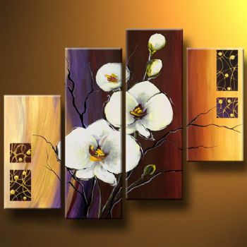 350x350 White Orchid Modern Canvas Art Wall Decor Floral Oil Painting Wall - Orchid Canvas Painting