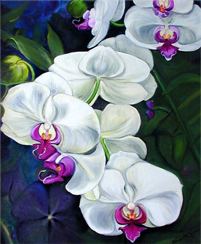 395x480 Orchid Paintings In Oil By Key West Artist Janis Stevens - Orchid Painting