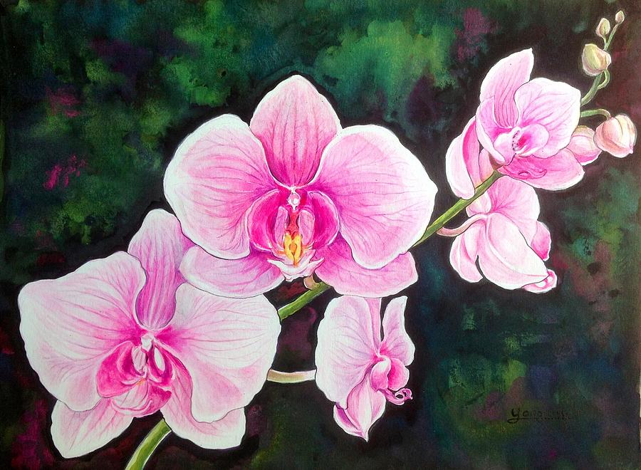 900x660 Joyful Orchid Painting By Yongwoon Suh - Orchid Painting