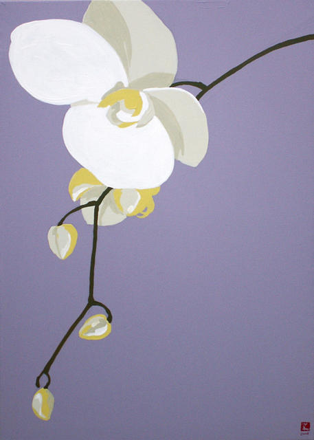 457x640 Maja Vidovic Artwork Orchid Original Painting Acrylic Floral Art - Orchid Painting