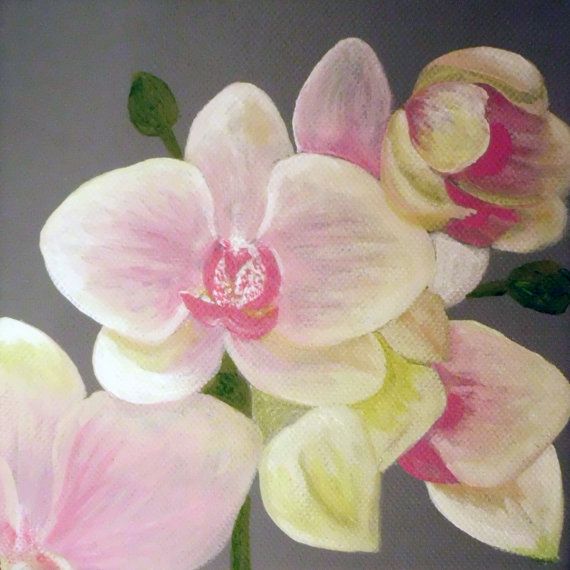 570x570 Orchid Original Painting In Acrylic On 6 Square Wide Edge Canvas - Orchid Painting Acrylic