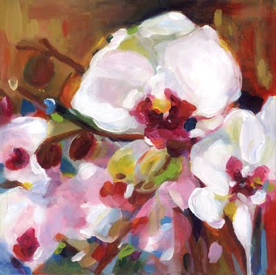 400x399 Painting Colorful Cats Amp Flowers Orchid Abstract - Orchid Painting Acrylic