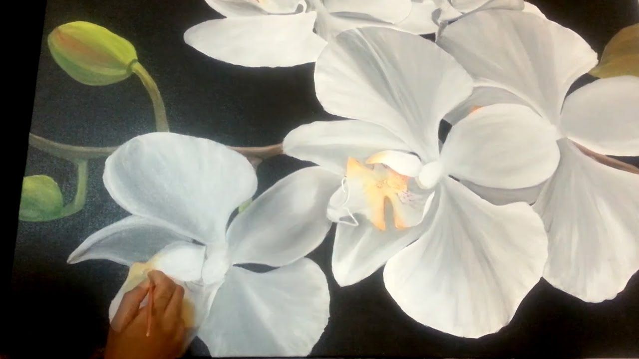 1280x720 Acrylic Painting Of Orchids Speed Painting By Summer Lorde Art - Orchid Painting Acrylic