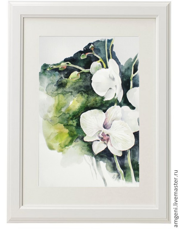 600x768 Watercolor White Orchid Shop Online On Livemaster With Shipping - Orchid White Painting
