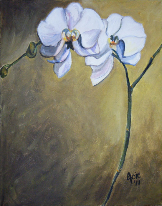 550x700 Art De Joie Floral Oil Painting, White Orchids - Orchid White Painting
