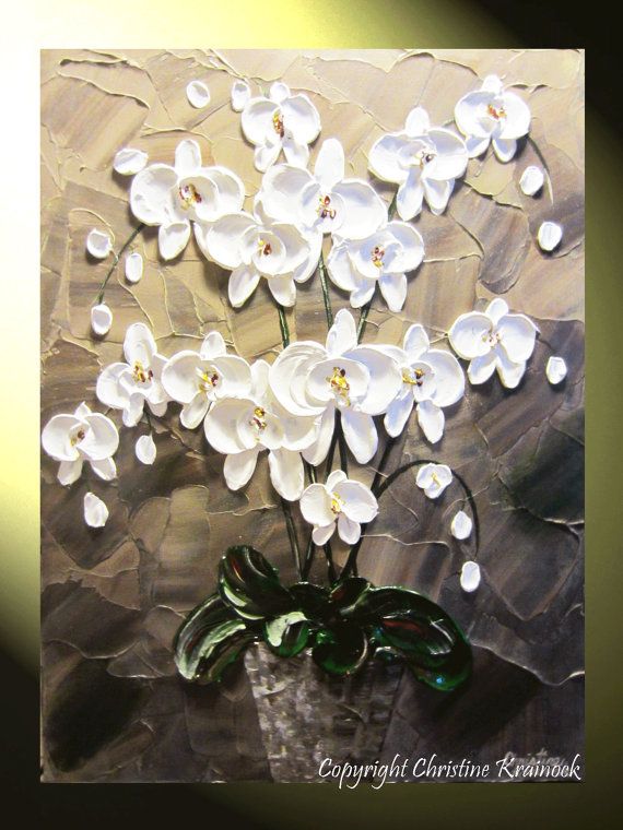 570x760 Custom For Violette Art Abstract Painting Orchids White Flowers - Orchid White Painting