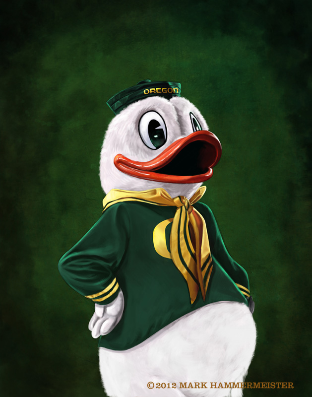 629x800 Mark Draws Oregon Duck - Oregon Ducks Painting