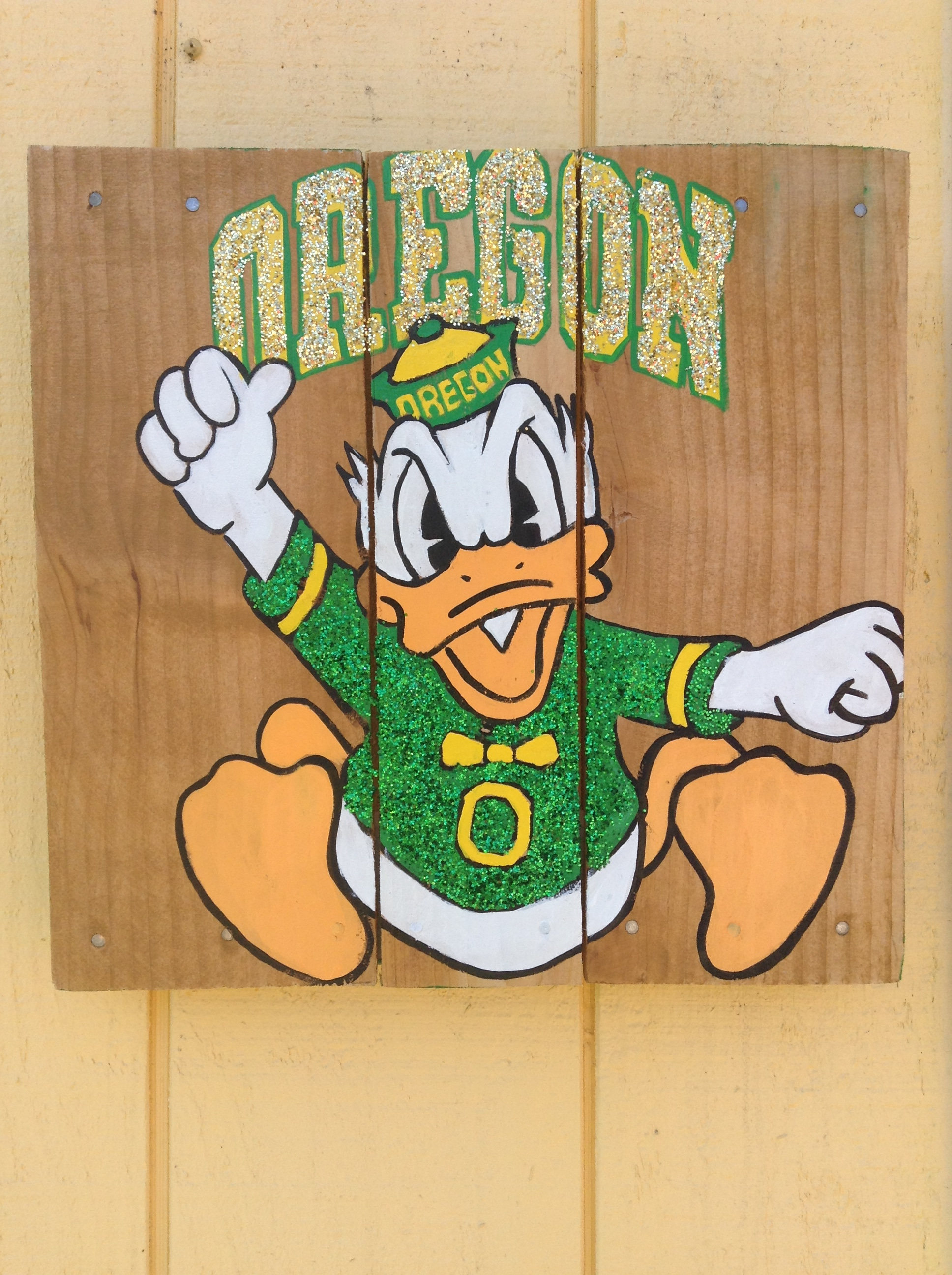 1936x2592 Oregon Ducks Mascot Duck Logo Painting On Wood Mini Pallet - Oregon Ducks Painting