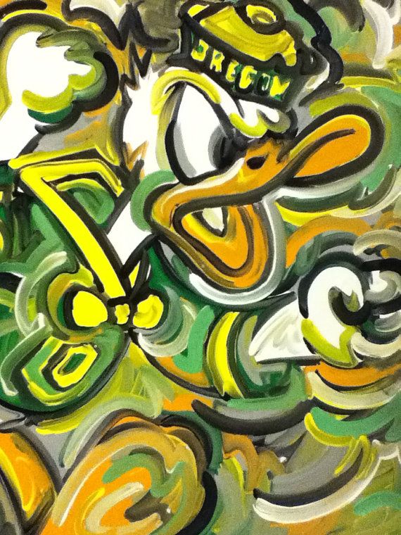 570x760 Oregon Ducks Painting By Justin Patten - Oregon Ducks Painting