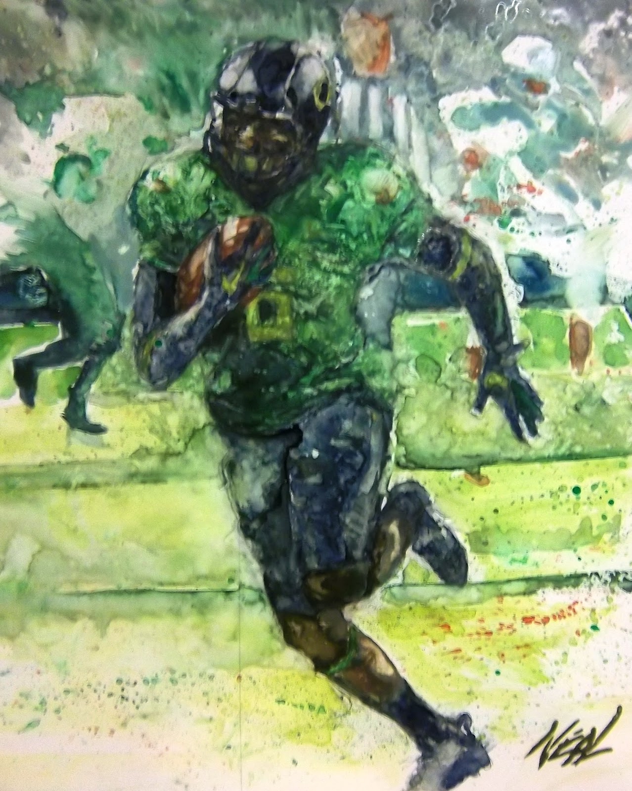 1278x1600 Kevin Neal Paintings The Yupo Watercolor Challenge Rose Bowl - Oregon Ducks Painting