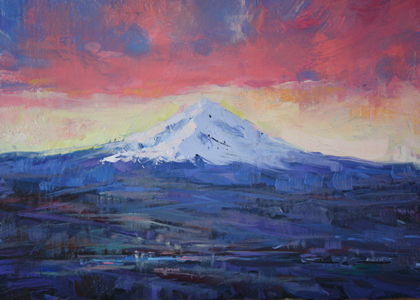 600x429 Cathleen Rehfeld Daily Painting View Of Mt Hood From Portland - Oregon Painting
