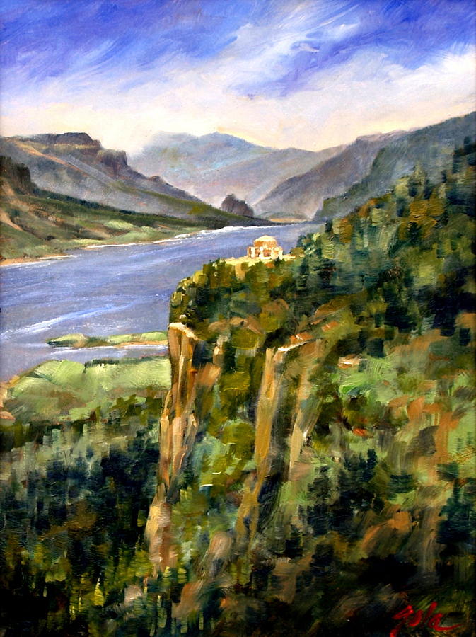 673x900 Crown Point Oregon Painting By Jim Gola - Oregon Painting