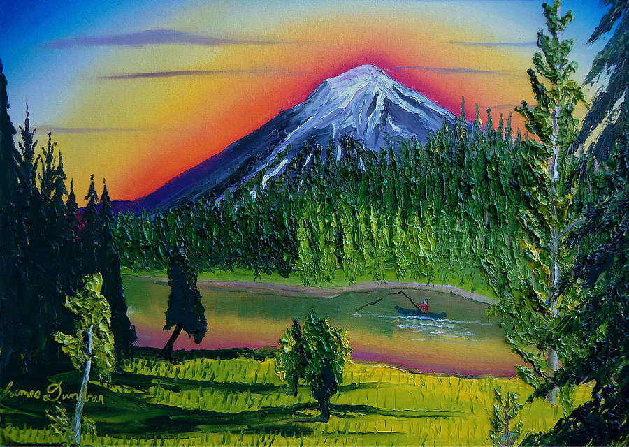 900x640 Mt. Bachelor At Dusk Bend Oregon Painting By Portland Art Creations - Oregon Painting