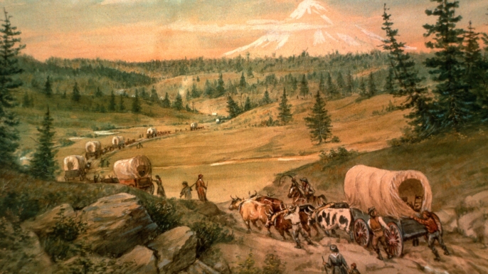 686x385 Land Of Courage, Beauty And Solitude. The Oregon Trail. - Oregon Trail Painting