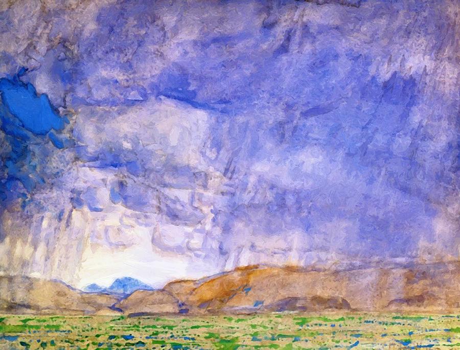 900x684 Thunderstorm On The Oregon Trail Painting By Hassam Childe - Oregon Trail Painting