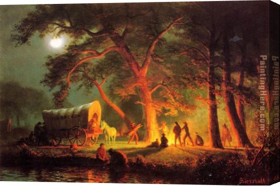 570x379 Albert Bierstadt Oregon Trail Stretched Canvas Painting For Sale - Oregon Trail Painting
