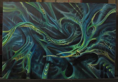 450x311 Green Bio Organic Painting By Robert Hendrickson Original Art - Organic Painting
