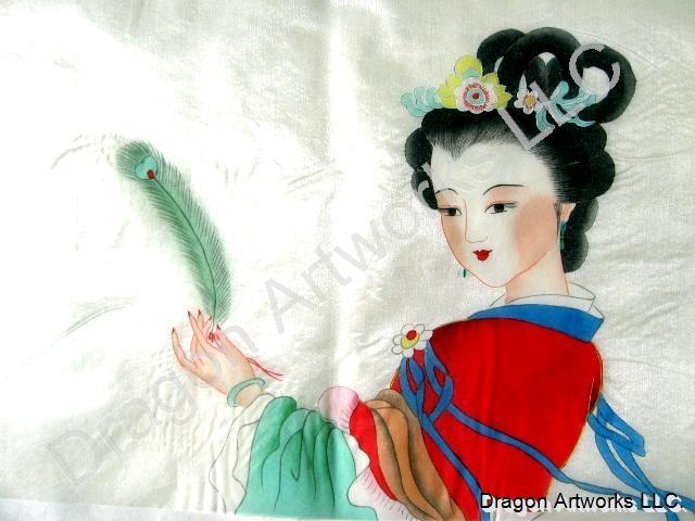 640x480 Oriental Silk Painting Of Beautiful Ancient Chinese Woman - Oriental Painting