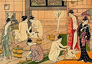 300x210 Geisha Japanese Art Print Bathhouse Women Poster A3 - Oriental Painting