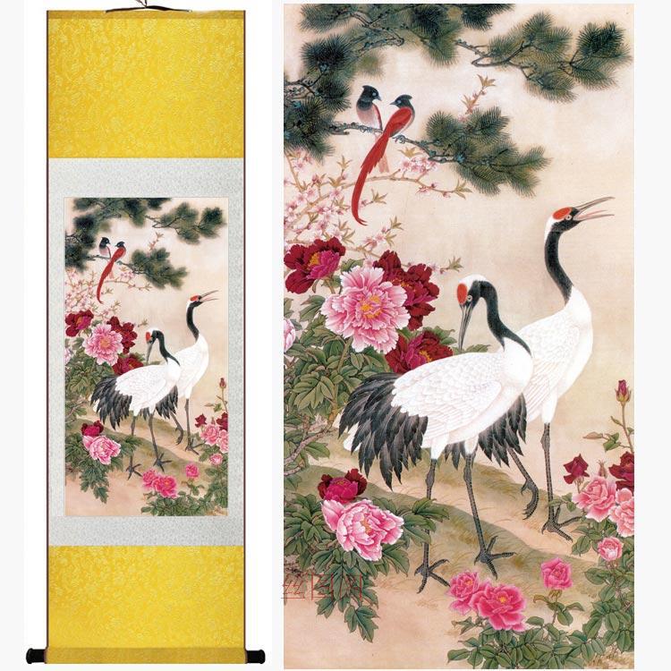 750x750 Home Decor Silk Traditional Chinese Peony Ink Watercolor Flower - Oriental Painting On Silk