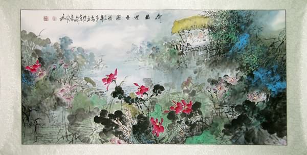 600x303 How To Display A Chinese Painting Frame, Mounted On Silk Brocade - Oriental Painting On Silk