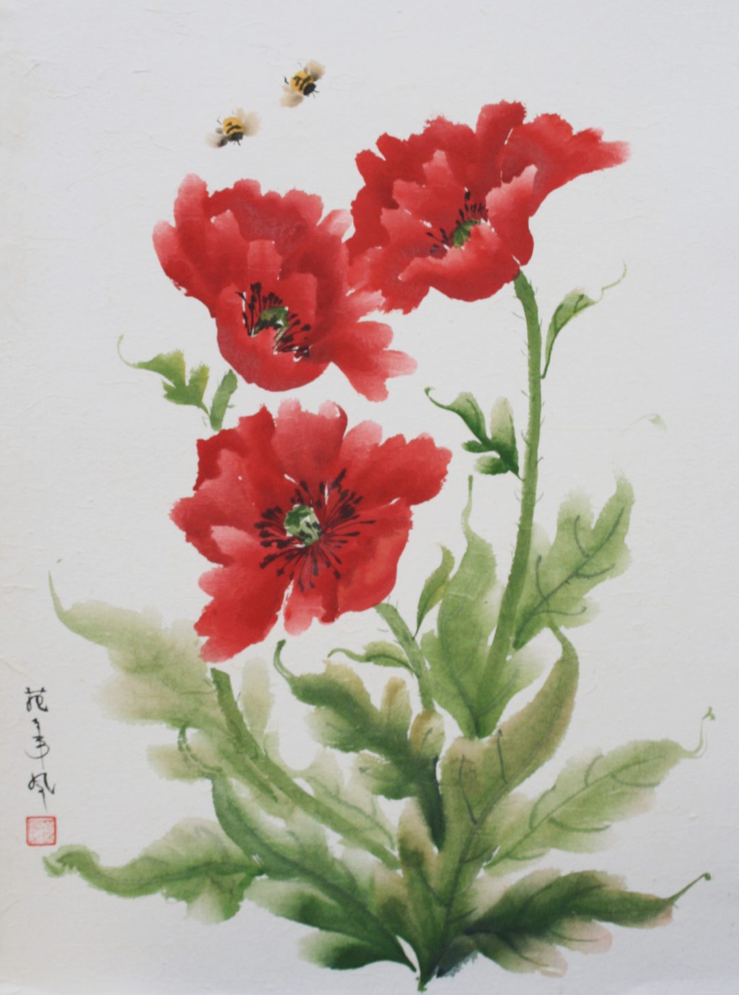 1080x1454 Oriental Poppies Maggie Cross Chinese Watercolour On Paper - Oriental Poppies Painting