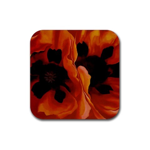 480x480 Georgia O'Keeffe Oriental Poppies Painting Rubber Square Coaster - Oriental Poppies Painting