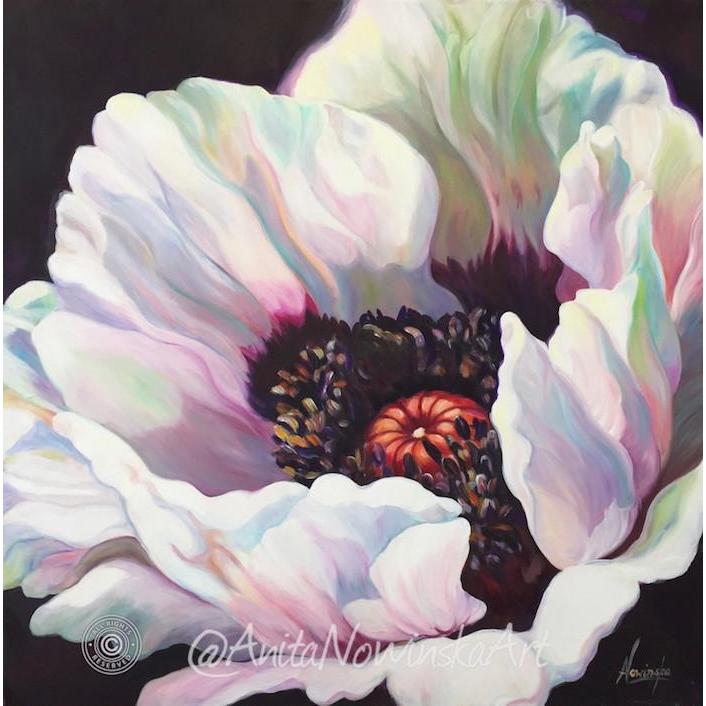 706x706 In Dreams White Oriental Poppy Flower Painting Oil On Canvas - Oriental Poppies Painting