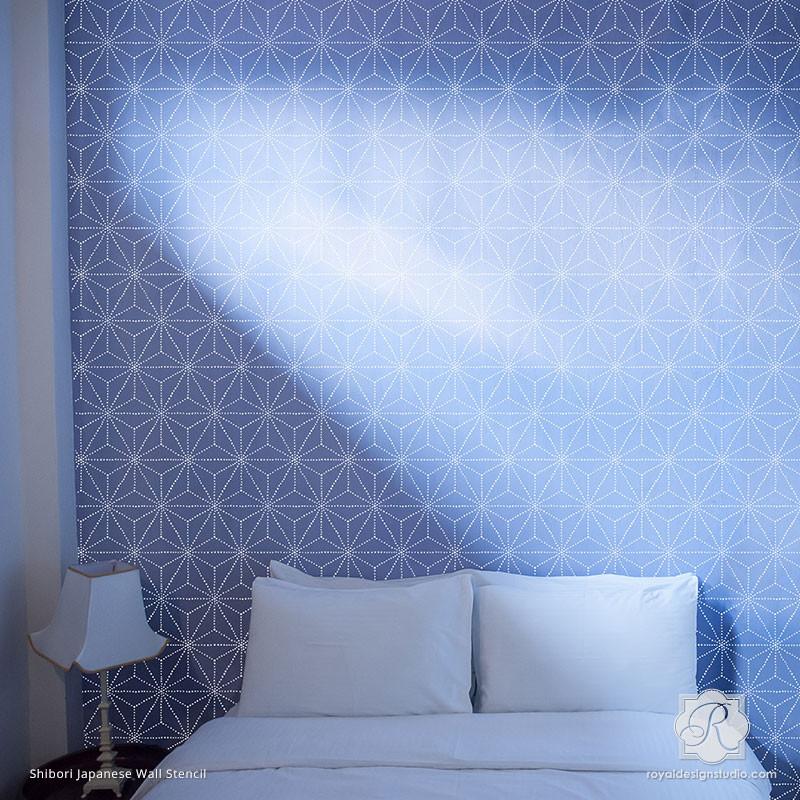 800x800 Asian Shibori Pattern As Wall Stencils For Painting Royal Design - Oriental Wall Painting
