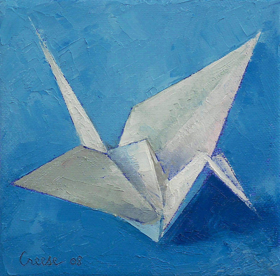 900x887 Origami Crane Painting By Michael Creese - Origami Painting