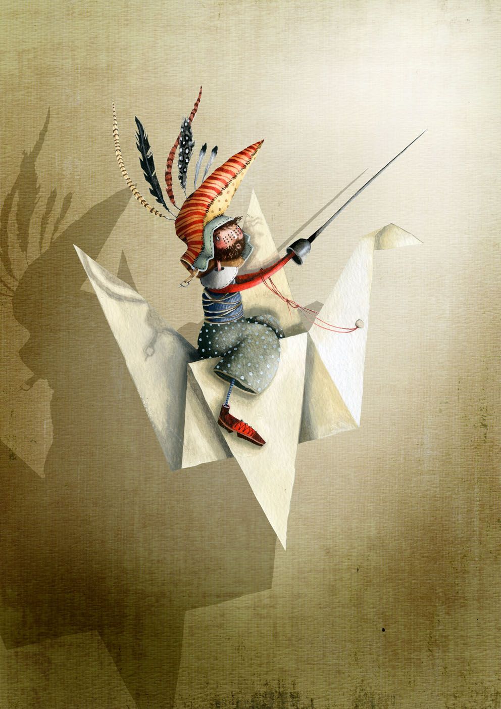 992x1403 Origami Knight Painting By Holly Clifton Brown Art Origami - Origami Painting