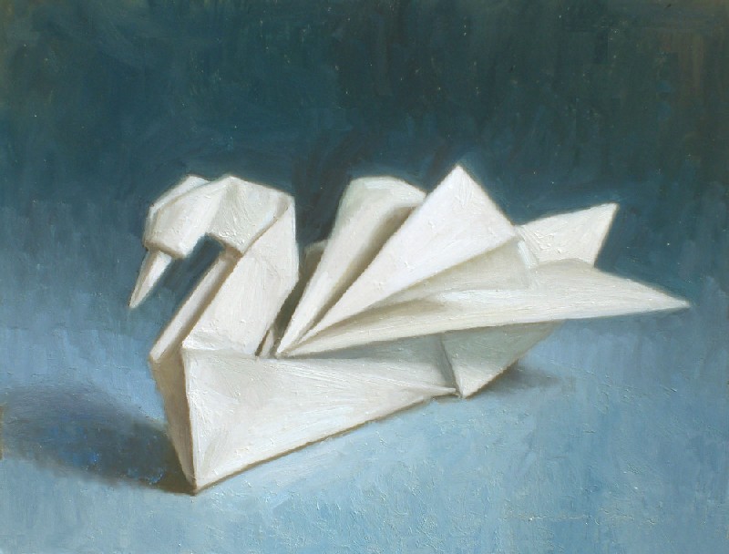 800x608 Debbie's Art Space Origami Swan Painting - Origami Painting