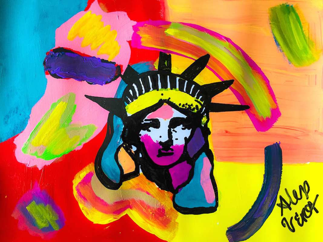 1067x800 Statue Of Liberty Head, Original Abstract Painting - Original Abstract Painting