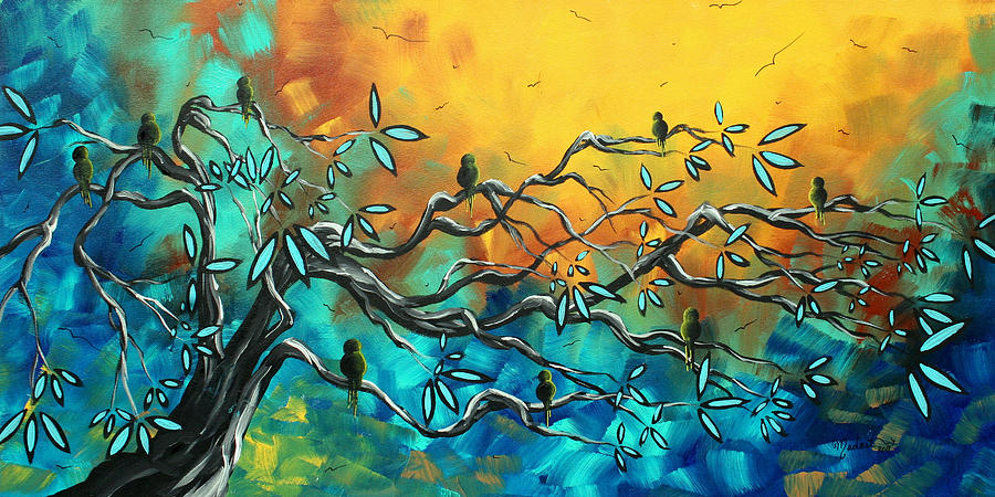 900x450 Dream Watchers Original Abstract Bird Painting Painting By Megan - Original Abstract Painting