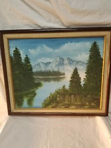 225x300 Vintage Original Art Oil Painting Of Mountain Side Landscape - Original Art Oil Painting