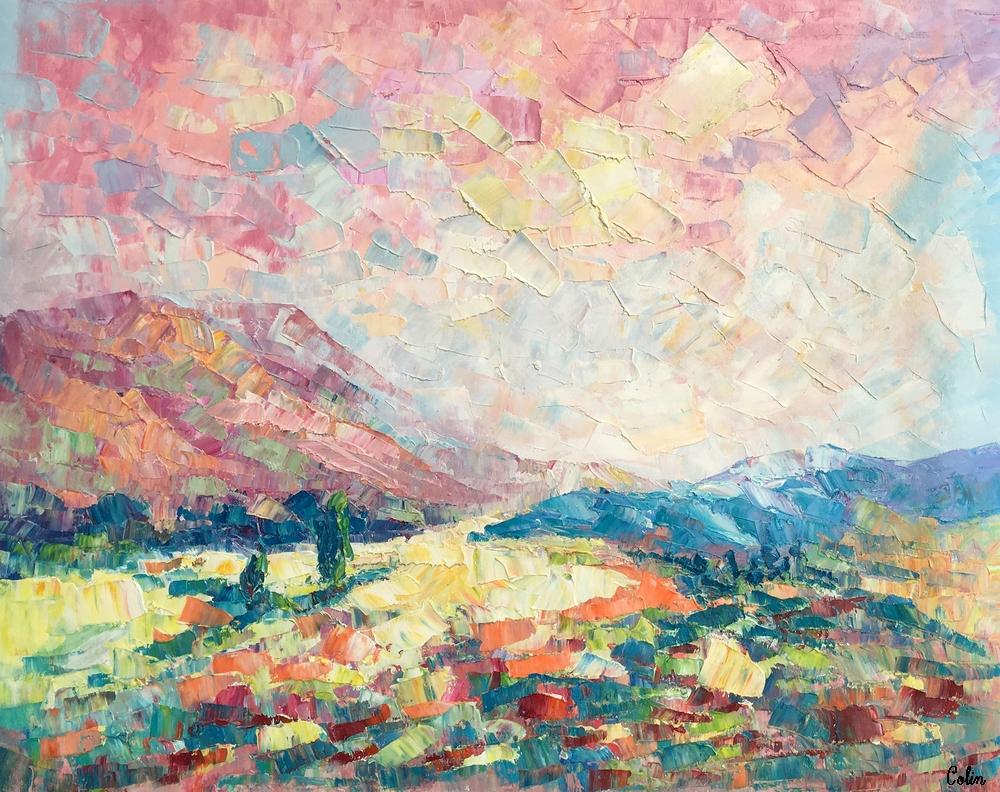 1000x792 Abstract Mountain Landscape Painting, Rustic Painting, Original - Original Artwork Painting