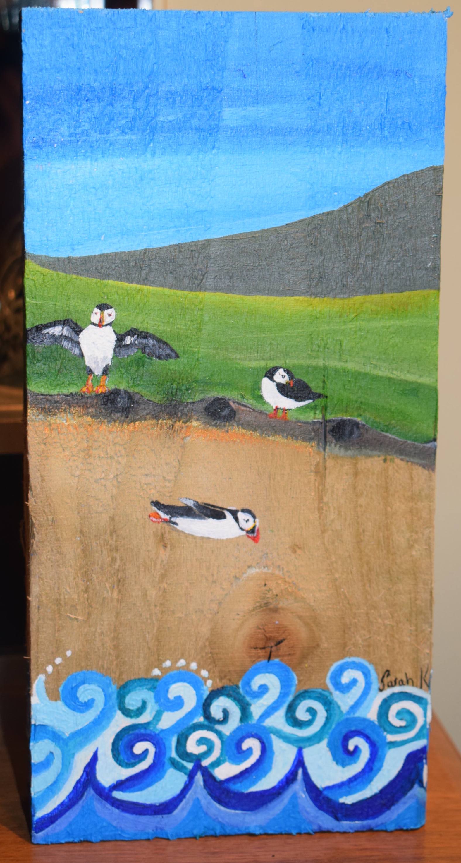 1576x2949 Original Artwork By Shetland Artist Sarah Kay. A Chunky Wood - Original Artwork Painting